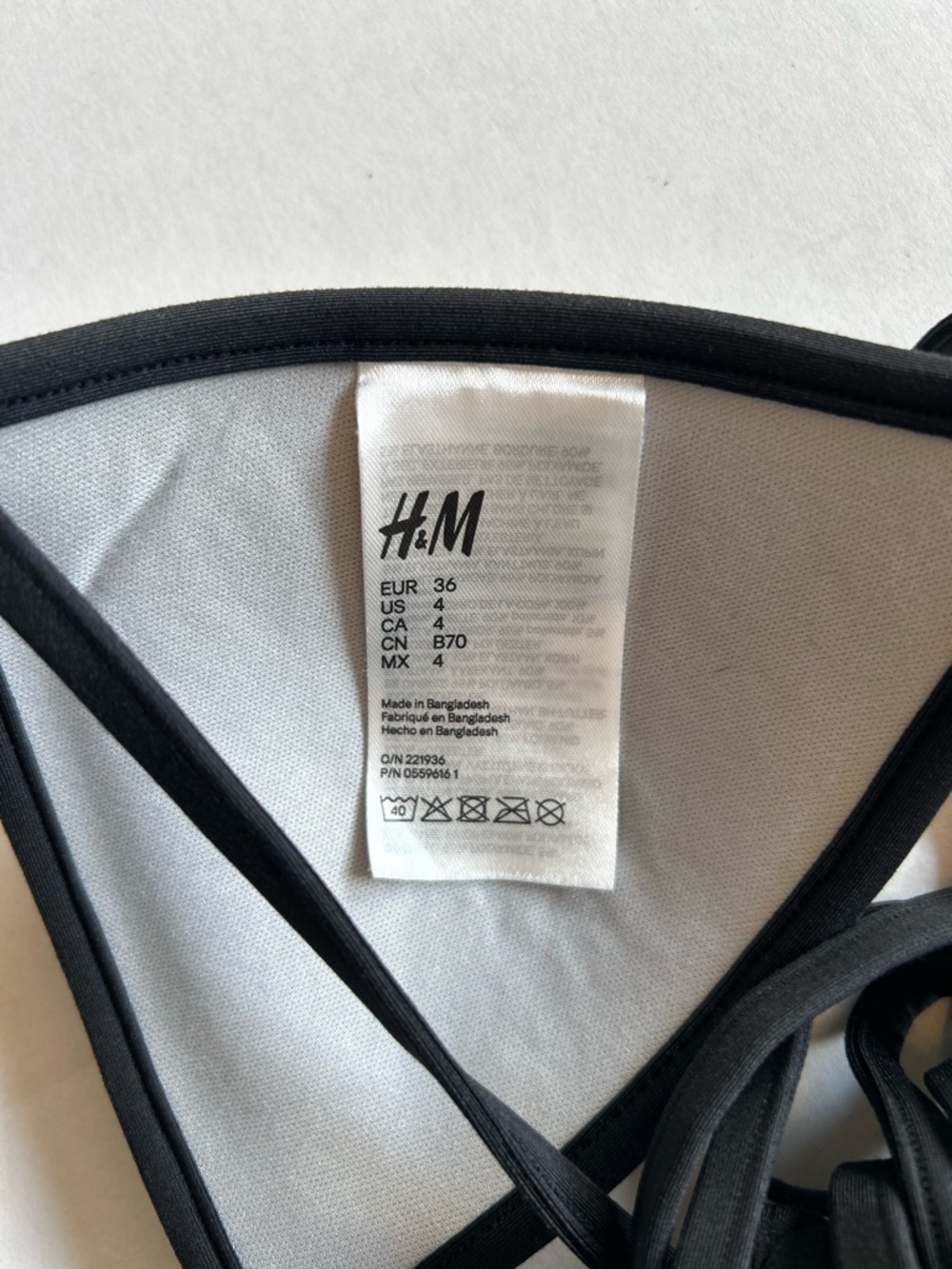 H&M Gray Triangle Bikini Top with Black Trim Size 4 - Picture 3 of 3